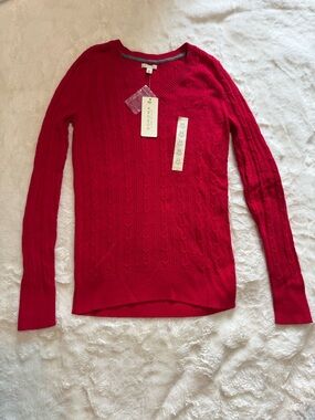 NEW Sonoma Red V-Neck Cable Knit Sweater
